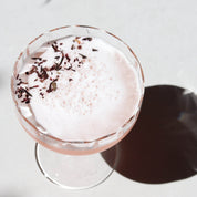 dehydrated flower garnish on cocktail